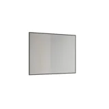 Stor badrumsinspiration med badrumsmöbler i mattvitt med elegant handfat och fyrkantig spegel med svart kant och lampa, terrazzo vägg och golv och växter på väggen för en modern och sofistikerad look.