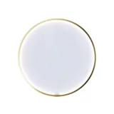 Stort och romantiskt badrum med rund spegel med guldkant