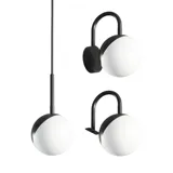 Badrum med snedtak inspiration med liten vit kommod och högskåp med runda svarta handtag, samt vacker rund spegel, orange kakel ger ett fräscht och modernt utseende.